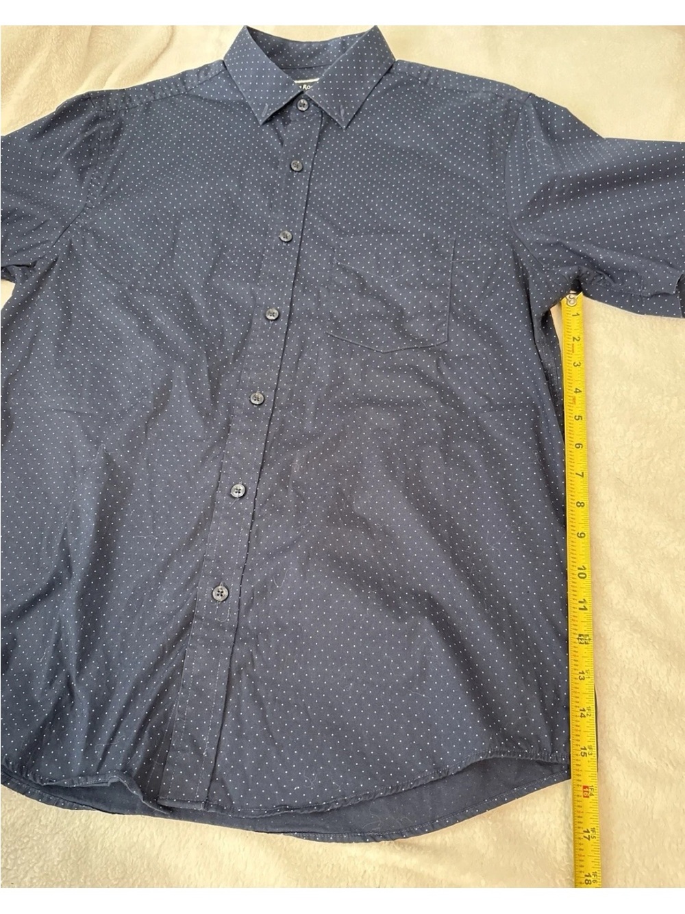 Flawless Blue Polka Dot Men’s Medium Short Sleeve Button Up Shirt By Club Room - Picture 6 of 9